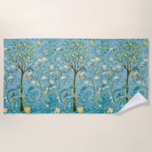 Vintage Botanical Tree of Life with Birds Beach Towel