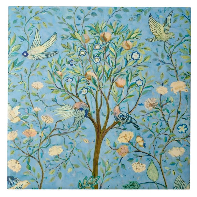 Vintage Botanical Tree of Life with Birds  Tile (Front)