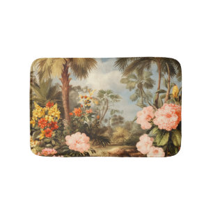 Vintage Botanical Tropical Palms Bath Mat