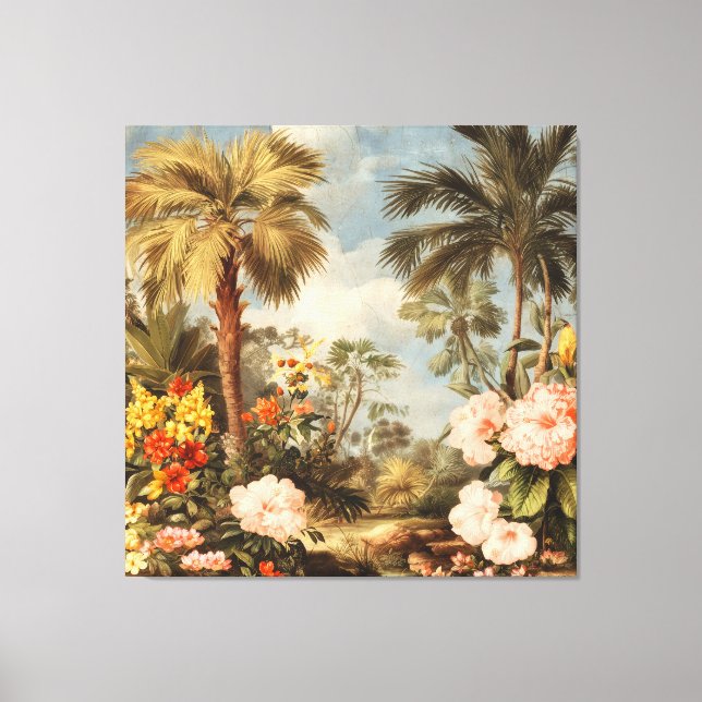 Vintage Botanical Tropical Palms Canvas Print (Front)