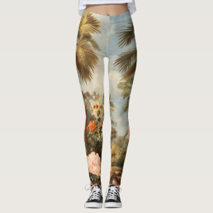 Vintage Botanical Tropical Palms Leggings