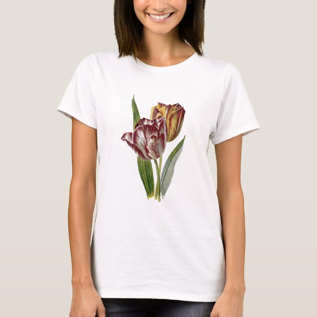 Vintage Botanical - Tulip Flowers, T-Shirt (Front)