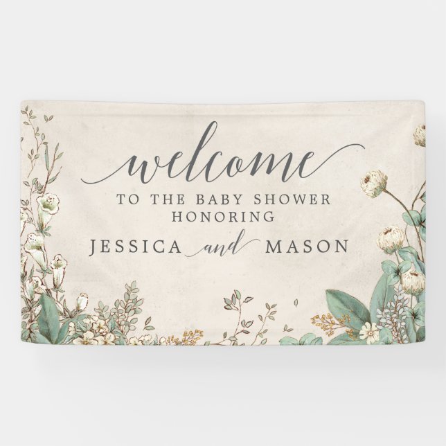 Vintage Botanical Vinyl Welcome Banner (Horizontal)