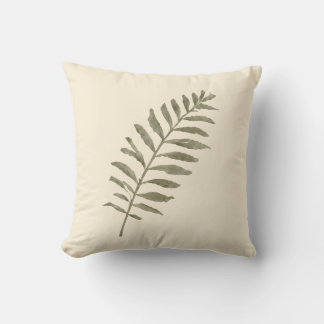 Vintage Botanical Watercolor Green Leaves Throw Pi Cushion