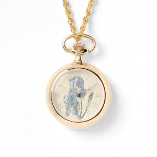 Vintage Botanical Watercolors Irises 01 W Watch