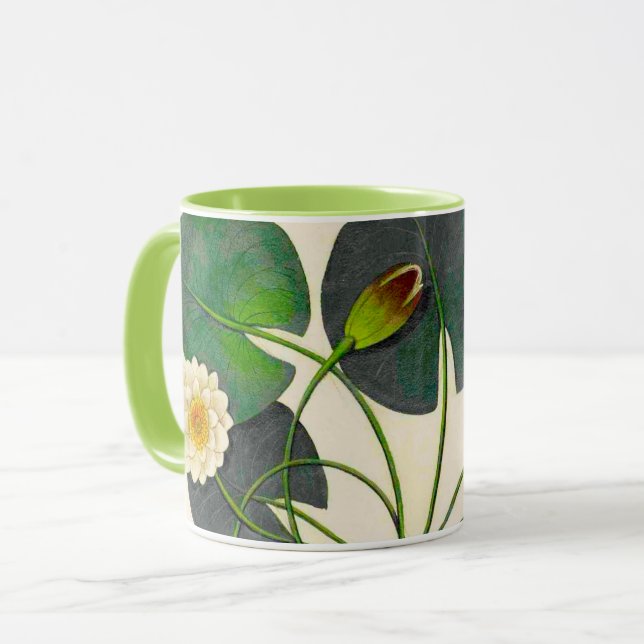 Vintage Botanical Waterlily Mug (Front Left)