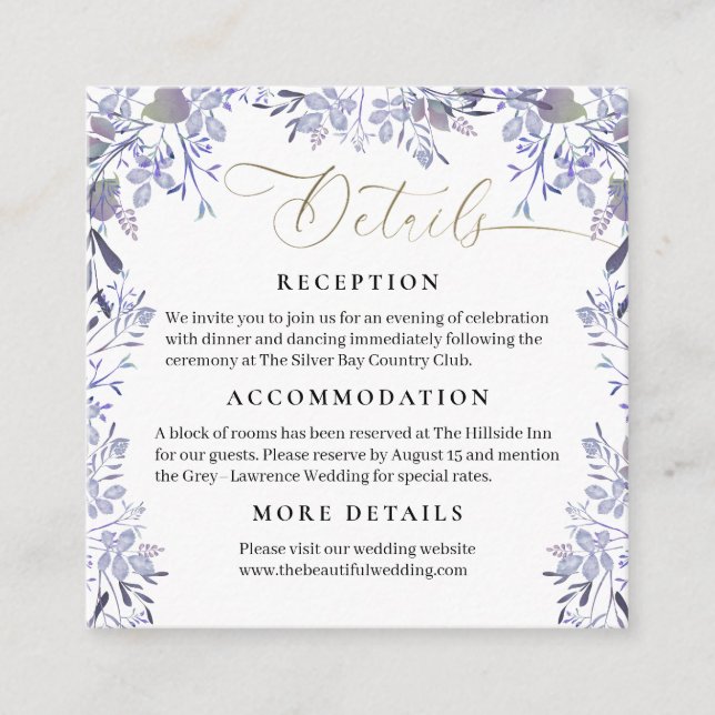 Vintage Botanical Wedding Enclosure Card (Front)