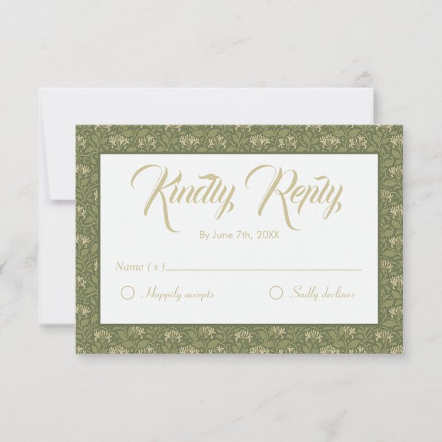 Vintage Botanical Wedding RSVP Card (Front)