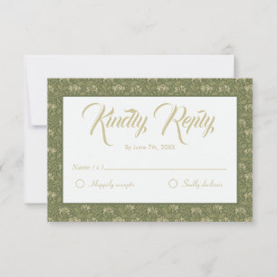 Vintage Botanical Wedding RSVP Card
