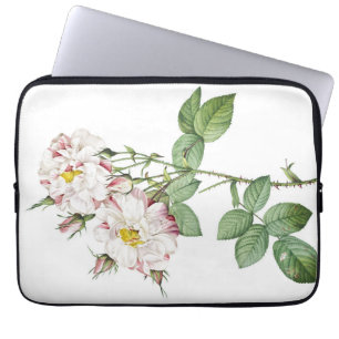 Vintage Botanical White and Pink Rose Laptop Sleeve