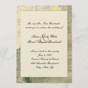 Vintage Botanical White Peony Wedding Invitation