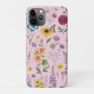 Vintage Botanical Wildflower & Butterfly Pattern iPhone 11 Pro Case