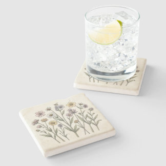 Vintage Botanical Wildflower Coaster – Antique Art
