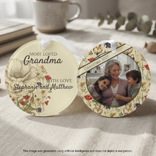 Vintage Botanical Wildflower Family Photo Memory Ornament