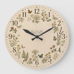 Vintage Botanical Wildflower Floral Wall Clock