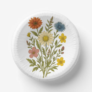 Vintage Botanical Wildflower Paper Plate/ Paper Plate
