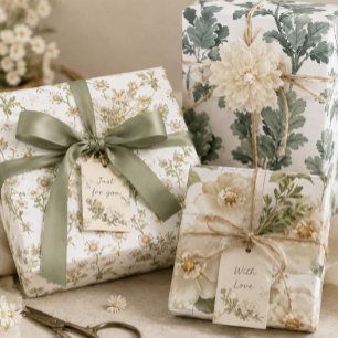 Vintage Botanical Wildflowers Cottagecore Garden F Wrapping Paper Sheet