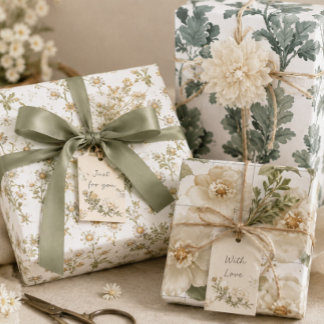 Vintage Botanical Wildflowers Cottagecore Garden F Wrapping Paper Sheet