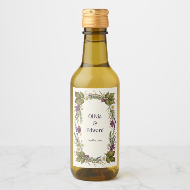 Vintage Botanical Wine Vine Border Wine Label (Front)