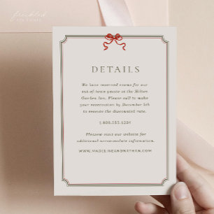 Vintage Botanical Winter Christmas Wedding Details Enclosure Card