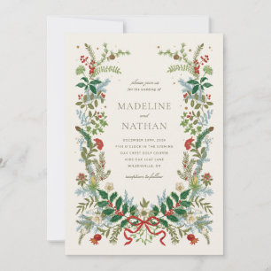 Vintage Botanical Winter Wedding Invitation