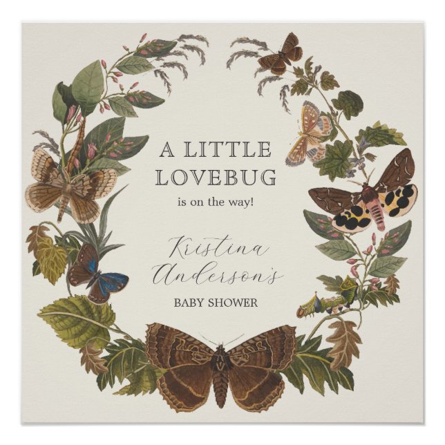 Vintage Botanical Woodland Baby Shower Welcome Poster (Front)