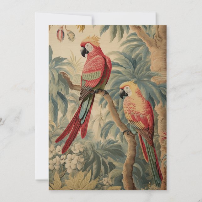 Vintage Botanicals and Parrots Antique Painting (Front)