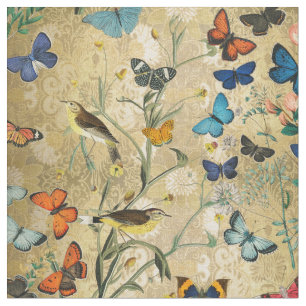 Vintage Botanicals Butterflies Fabric
