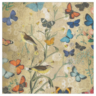 Vintage Botanicals Butterflies Fabric