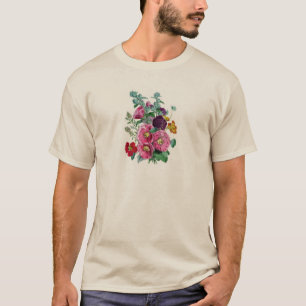 Vintage Botanicals Illustrations Hollyhocks T-Shirt