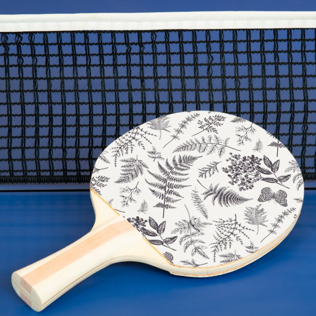 Vintage Botany & Butterfly Pattern Ping Pong Paddle (Insitu)