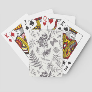Vintage Botany & Butterfly Pattern Playing Cards