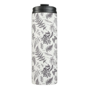 Vintage Botany & Butterfly Pattern Thermal Tumbler