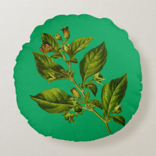 Vintage Botany Illustration Flower Round Cushion