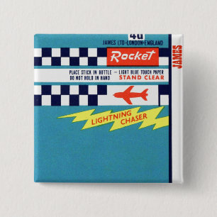Vintage Bottle Rocket 'Rocket Brand Label' 15 Cm Square Badge