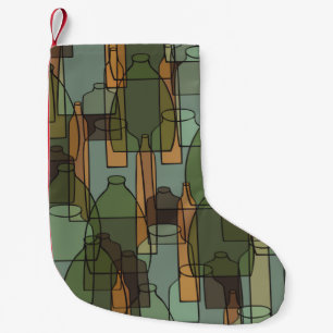Vintage bottles,jars and glasses pattern small christmas stocking