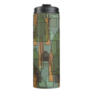 Vintage bottles,jars and glasses pattern thermal tumbler