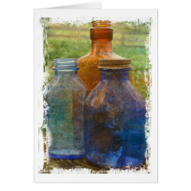 Vintage Bottles With White Grunge Border (Front)