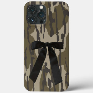 Vintage Bottomland Camo Cute Black Bow Camo iPhone 13 Pro Max Case