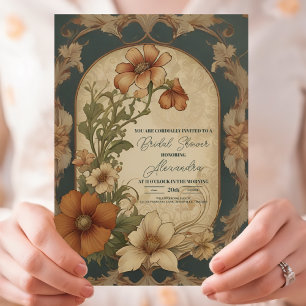 Vintage Bougainvillea Art Nouveau Bridal Shower Invitation