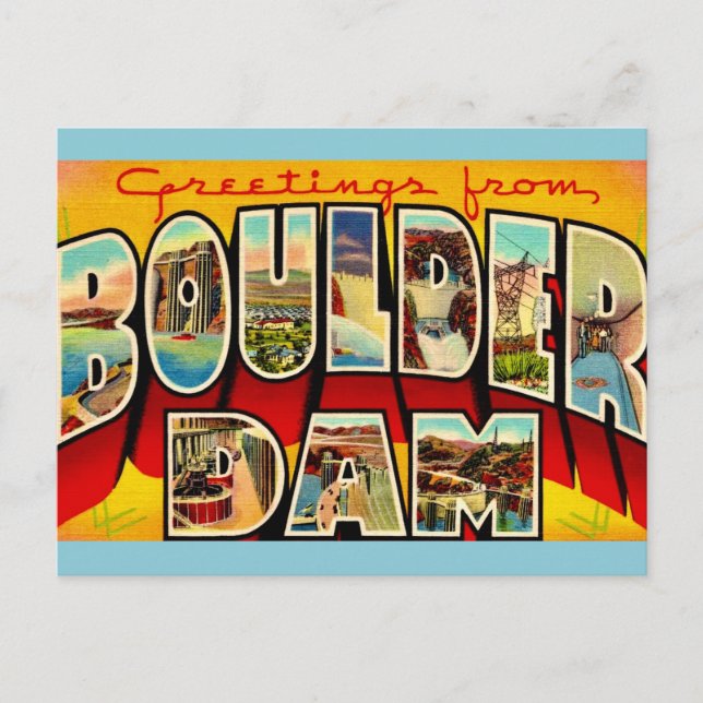 Vintage Boulder Dam Greeting Postcard (Front)