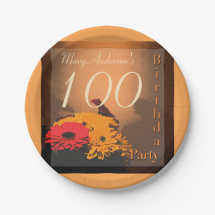 Vintage Bouquet 100th Birthday Party Paper Plates