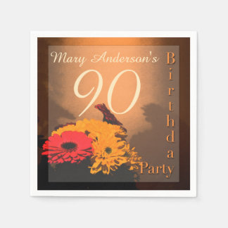 Vintage Bouquet 90th Birthday paper napkins