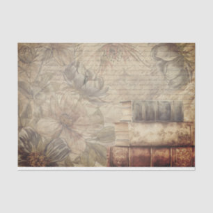 Vintage Bouquet: Antique Book and Floral Symphony Tissue Paper