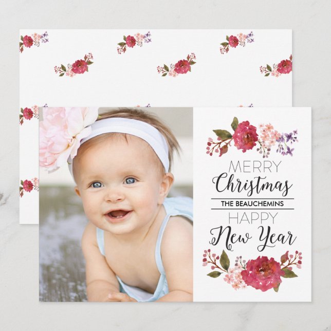 Vintage Bouquet Christmas Holiday Card (Front/Back)