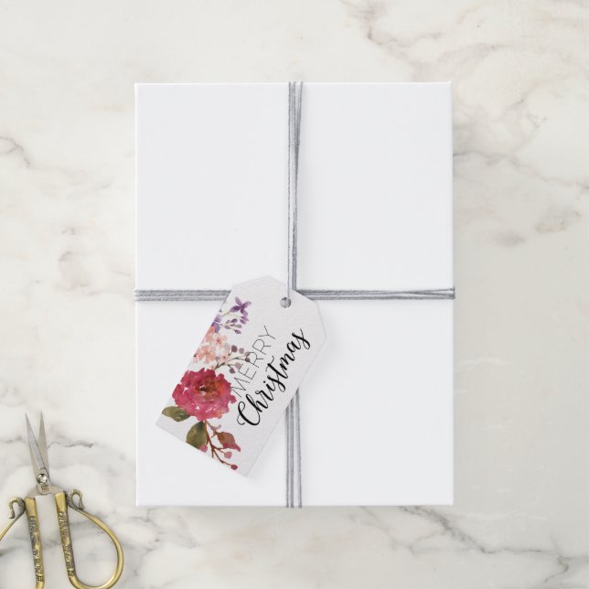 Vintage Bouquet Christmas Holiday Gift Tags (With Twine)