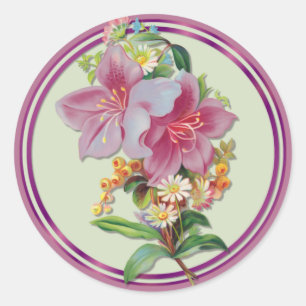 Vintage Bouquet Classic Round Sticker