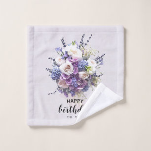 Vintage Bouquet   Customised Birthday Calligraphy Bath Towel Set
