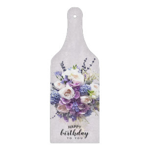 Vintage Bouquet Customised Birthday Calligraphy Cutting Board