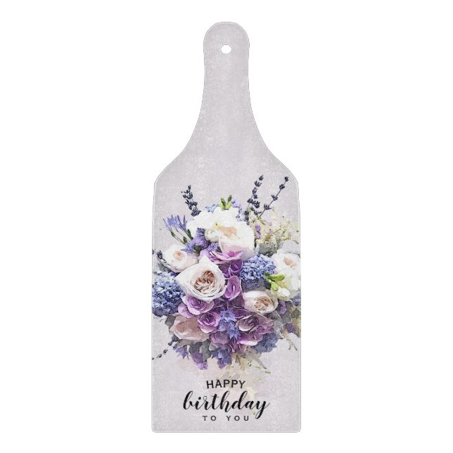 Vintage Bouquet | Customised Birthday Calligraphy Cutting Board (Front)